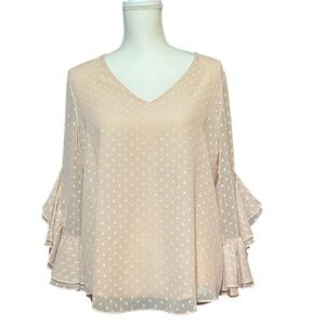 Calvin Klein peach chiffon tunic blouse medium